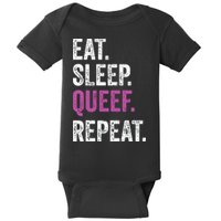 Eat Sleep Queef Repeat Queef Inappropriate Queefing Joke Baby Bodysuit