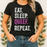 Eat Sleep Queef Repeat Queef Inappropriate Queefing Joke Womens T-Shirt