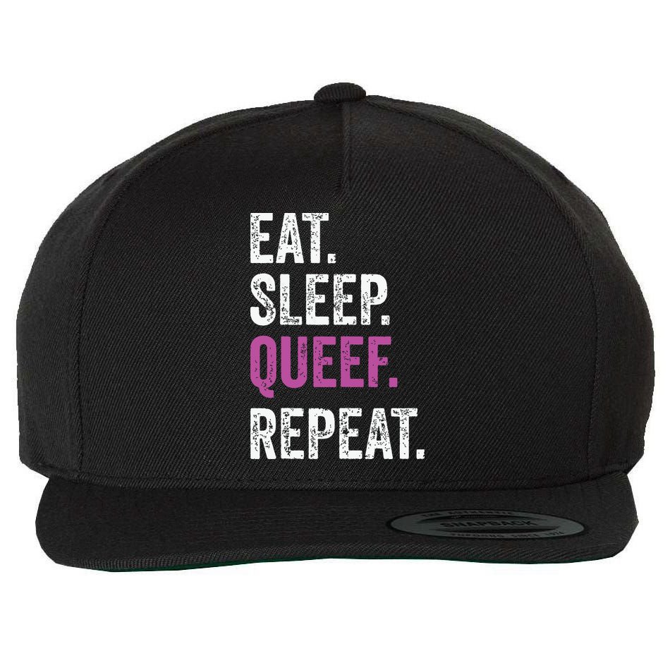Eat Sleep Queef Repeat Queef Inappropriate Queefing Joke Wool Snapback Cap