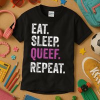 Eat Sleep Queef Repeat Queef Inappropriate Queefing Joke Kids T-Shirt