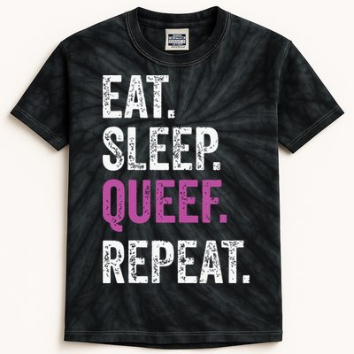 Eat Sleep Queef Repeat Queef Inappropriate Queefing Joke Kids Tie-Dye T-Shirt