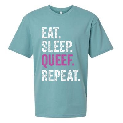 Eat Sleep Queef Repeat Queef Inappropriate Queefing Joke Sueded Cloud Jersey T-Shirt