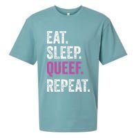 Eat Sleep Queef Repeat Queef Inappropriate Queefing Joke Sueded Cloud Jersey T-Shirt