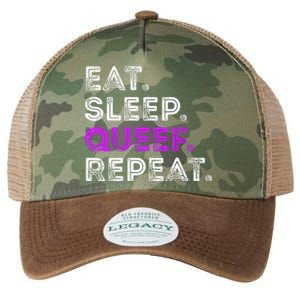 Eat Sleep Queef Repeat Queef Funny Queefing Joke Legacy Tie Dye Trucker Hat