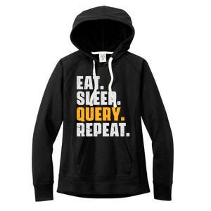 Eat Sleep Query Repeat Computer Coding Database Programmer Women's Fleece Hoodie