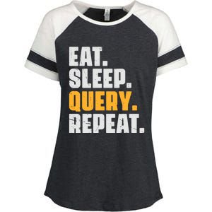 Eat Sleep Query Repeat Computer Coding Database Programmer Enza Ladies Jersey Colorblock Tee