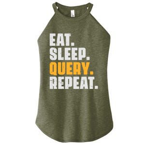 Eat Sleep Query Repeat Computer Coding Database Programmer Women's Perfect Tri Rocker Tank