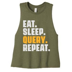 Eat Sleep Query Repeat Computer Coding Database Programmer Women's Racerback Cropped Tank