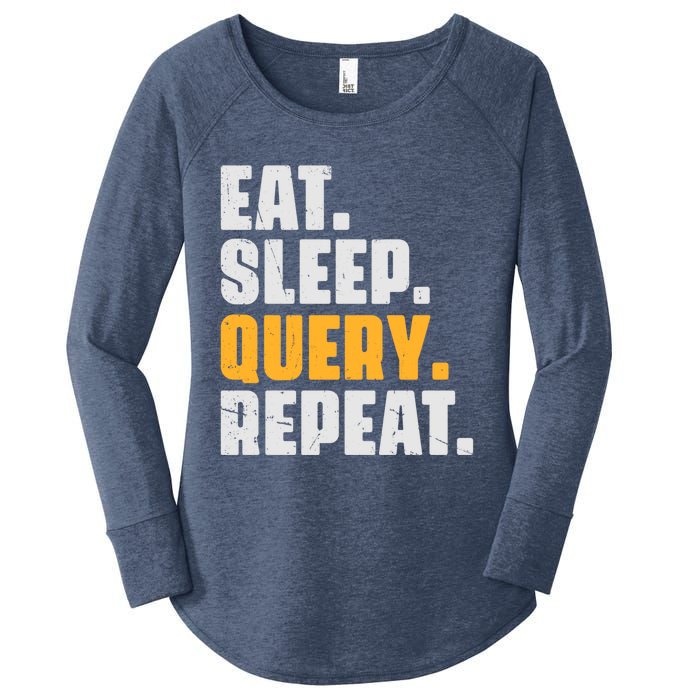 Eat Sleep Query Repeat Computer Coding Database Programmer Women's Perfect Tri Tunic Long Sleeve Shirt