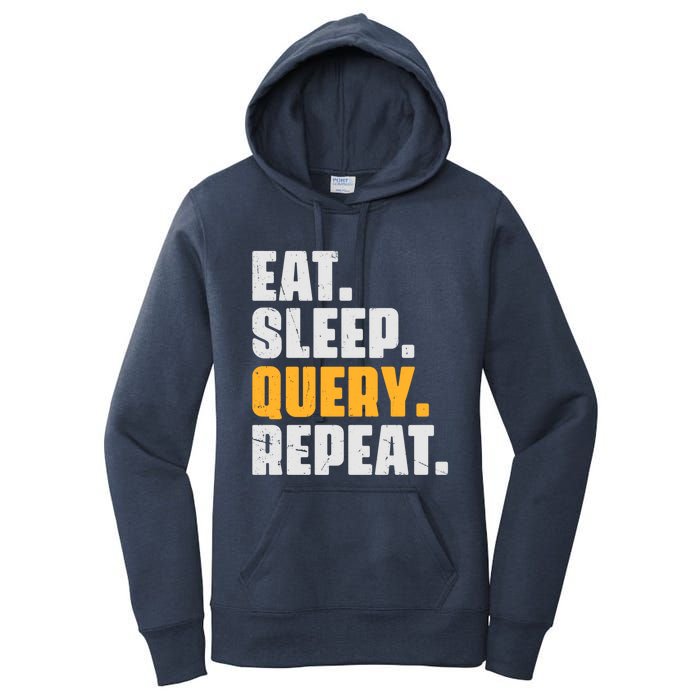 Eat Sleep Query Repeat Computer Coding Database Programmer Women's Pullover Hoodie