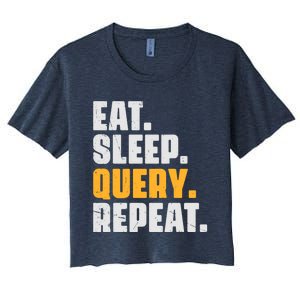 Eat Sleep Query Repeat Computer Coding Database Programmer Women's Crop Top Tee