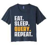 Eat Sleep Query Repeat Computer Coding Database Programmer Women's Crop Top Tee