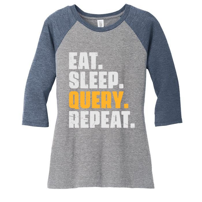 Eat Sleep Query Repeat Computer Coding Database Programmer Women's Tri-Blend 3/4-Sleeve Raglan Shirt