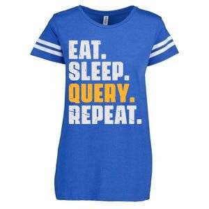 Eat Sleep Query Repeat Computer Coding Database Programmer Enza Ladies Jersey Football T-Shirt