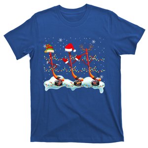 Elf Santa Reindeer Hockey Xmas Lights Hockey Player Great Gift T-Shirt