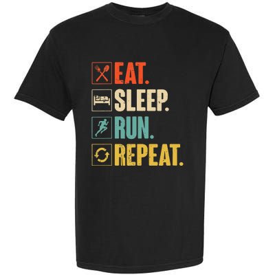 Eat Sleep Run Repeat Retro Vintage Running Runner Gift Garment-Dyed Heavyweight T-Shirt