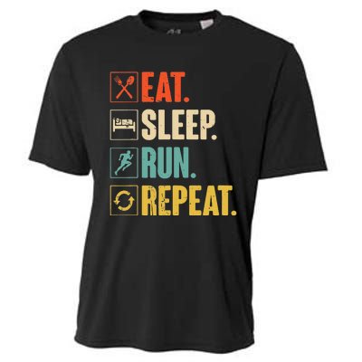 Eat Sleep Run Repeat Retro Vintage Running Runner Gift Cooling Performance Crew T-Shirt