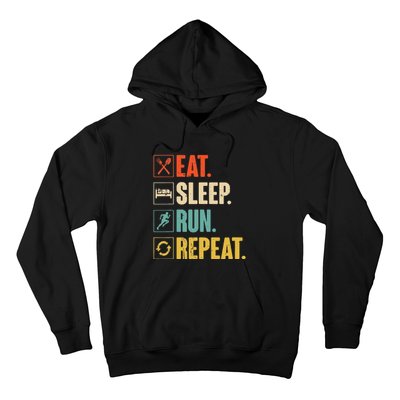 Eat Sleep Run Repeat Retro Vintage Running Runner Gift Hoodie