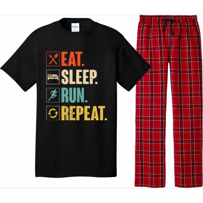 Eat Sleep Run Repeat Retro Vintage Running Runner Gift Pajama Set