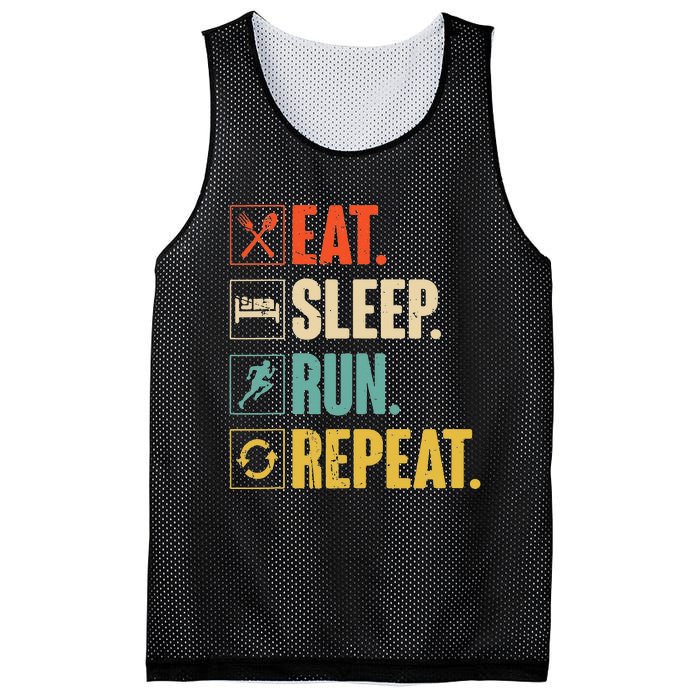 Eat Sleep Run Repeat Retro Vintage Running Runner Gift Mesh Reversible Basketball Jersey Tank