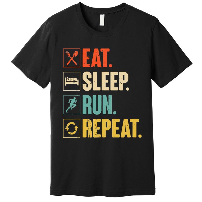 Eat Sleep Run Repeat Retro Vintage Running Runner Gift Premium T-Shirt