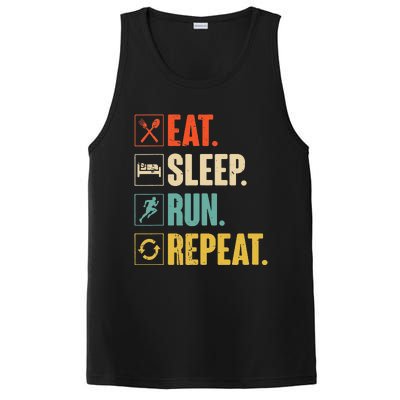 Eat Sleep Run Repeat Retro Vintage Running Runner Gift PosiCharge Competitor Tank