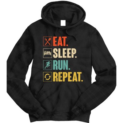 Eat Sleep Run Repeat Retro Vintage Running Runner Gift Tie Dye Hoodie