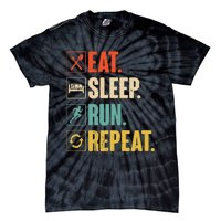 Eat Sleep Run Repeat Retro Vintage Running Runner Gift Tie-Dye T-Shirt