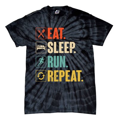 Eat Sleep Run Repeat Retro Vintage Running Runner Gift Tie-Dye T-Shirt