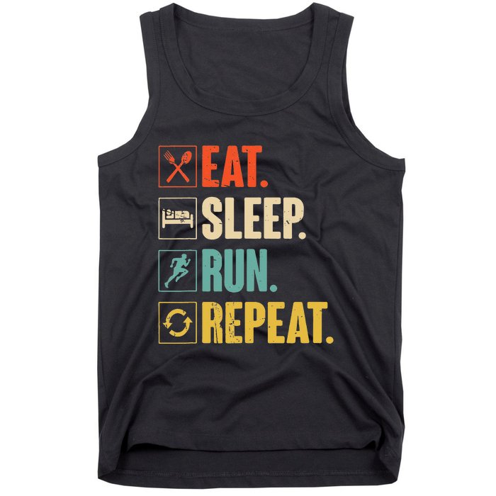 Eat Sleep Run Repeat Retro Vintage Running Runner Gift Tank Top