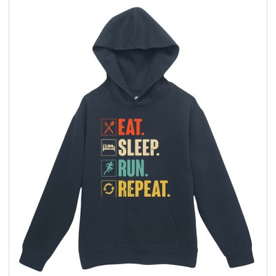 Eat Sleep Run Repeat Retro Vintage Running Runner Gift Urban Pullover Hoodie