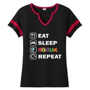 Eat Sleep Robux Repeat Noob And Professional Gamer Ladies Halftime Notch Neck Tee