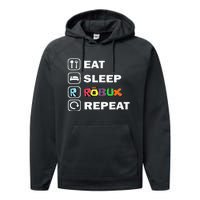 Eat Sleep Robux Repeat Noob And Professional Gamer Performance Fleece Hoodie