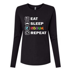 Eat Sleep Robux Repeat Noob And Professional Gamer Womens Cotton Relaxed Long Sleeve T-Shirt