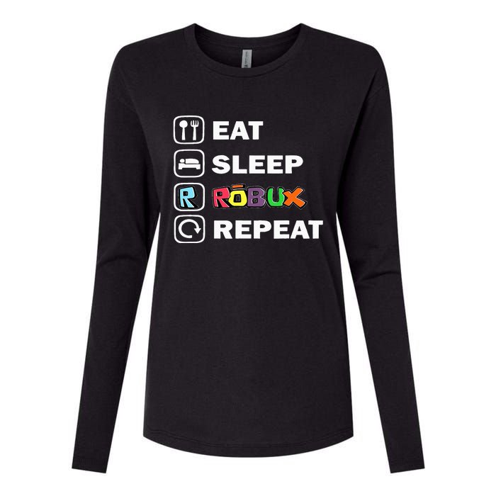 Eat Sleep Robux Repeat Noob And Professional Gamer Womens Cotton Relaxed Long Sleeve T-Shirt