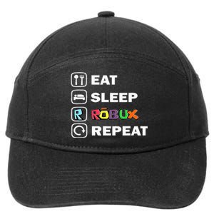 Eat Sleep Robux Repeat Noob And Professional Gamer 7-Panel Snapback Hat