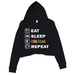 Eat Sleep Robux Repeat Noob And Professional Gamer Crop Fleece Hoodie