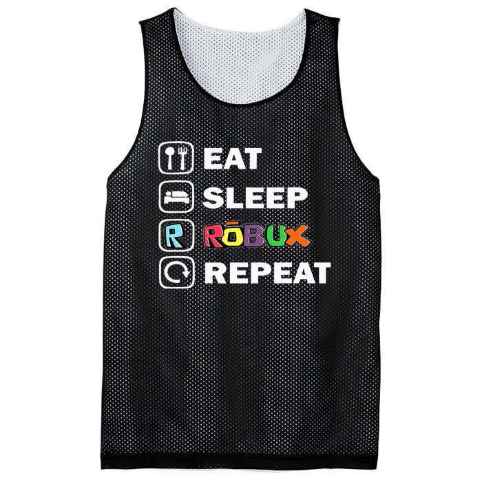 Eat Sleep Robux Repeat Noob And Professional Gamer Mesh Reversible Basketball Jersey Tank