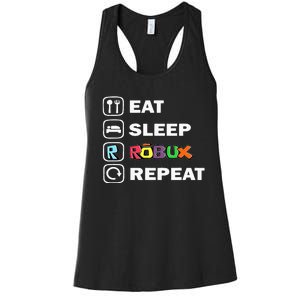 Eat Sleep Robux Repeat Noob And Professional Gamer Women's Racerback Tank