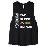 Eat Sleep Robux Repeat Noob And Professional Gamer Women's Racerback Cropped Tank