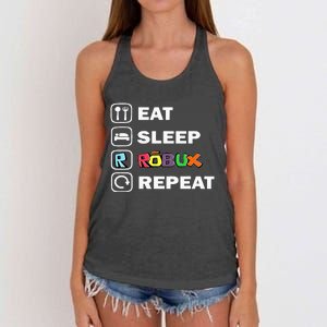 Eat Sleep Robux Repeat Noob And Professional Gamer Women's Knotted Racerback Tank