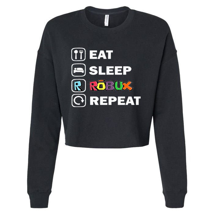 Eat Sleep Robux Repeat Noob And Professional Gamer Cropped Pullover Crew