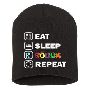 Eat Sleep Robux Repeat Noob And Professional Gamer Short Acrylic Beanie