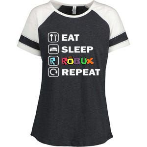 Eat Sleep Robux Repeat Noob And Professional Gamer Enza Ladies Jersey Colorblock Tee