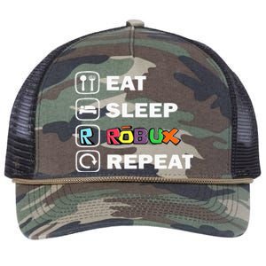 Eat Sleep Robux Repeat Noob And Professional Gamer Retro Rope Trucker Hat Cap