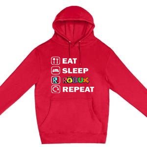 Eat Sleep Robux Repeat Noob And Professional Gamer Premium Pullover Hoodie