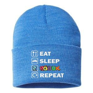 Eat Sleep Robux Repeat Noob And Professional Gamer Sustainable Knit Beanie