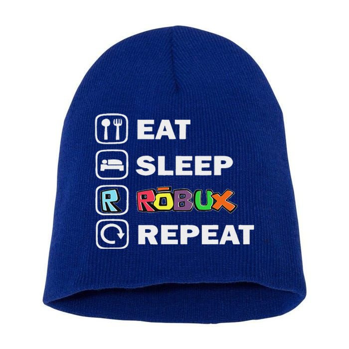 Eat Sleep Robux Repeat Noob And Professional Gamer Short Acrylic Beanie