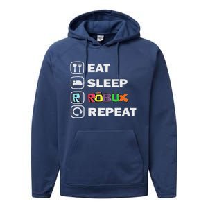 Eat Sleep Robux Repeat Noob And Professional Gamer Performance Fleece Hoodie