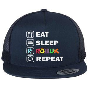 Eat Sleep Robux Repeat Noob And Professional Gamer Flat Bill Trucker Hat